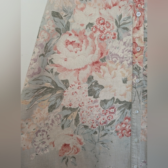 Vintage 90s Lauren Ralph Lauren Linen Floral Print Skirt Small Medium - Picture 5 of 9